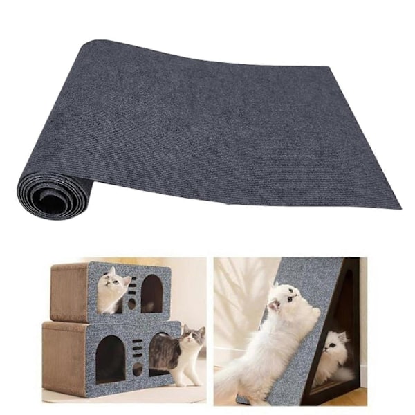 Justerbar Klorematte for Katter med Selvklebende Teppeplate for Møbelbeskyttelse og Hjemmedekorasjon - Svart S-Perfekt Gray M