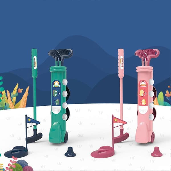 1 Set Barn Golfleksaker Spelset med Golfklubba 4 Bollar Flagga Övningshål Putter Föräldra-barn Interaktion Inomhus Utomhus Golf - Perfekt Blue