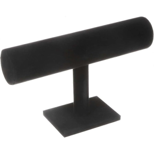 Svævende T-Bar Armbånd Halskæde Ørering Armring Vedhæng Ankelkæde Tårn Ur Nøgle Smykke Display Stand til Hjemmeorganisering (Sort Velour)-Perfet Black