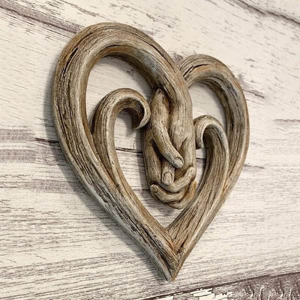 Hjärta som håller händerna Väggdekal Forever Love Hängande väggkonst imitation 3D-effekt printed akryl Heminredning Present- Perfet A-HOLDIGN HANDS