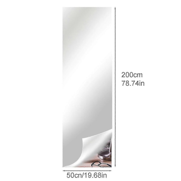Självhäftande Spegelplattor Väggdekaler Badrum Reflekterande Dekor Fäst På Konst för Heminredning-Perfet 50cm*200cm*0.2mm