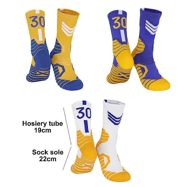Basketballstrømper, 3-pak polstrede sportsstrømper Crew Socks til mænd og kvinder - Perfekt style3726