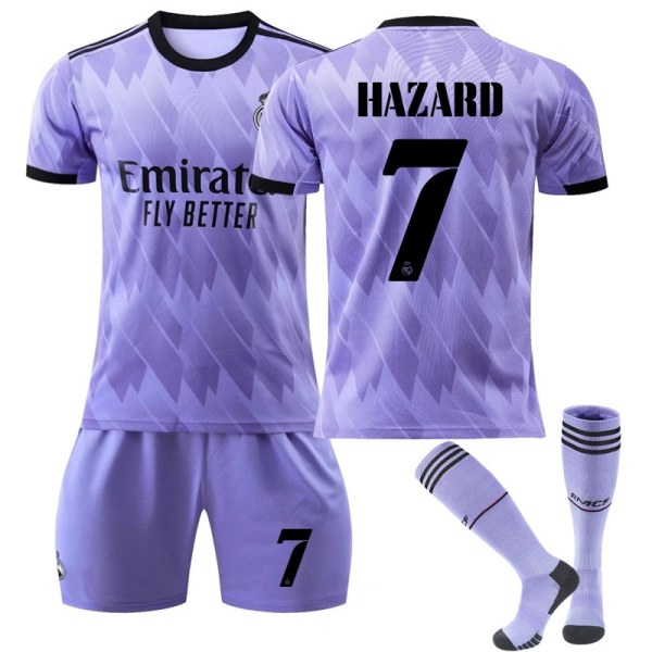 Ny sæson 2022-2023 Real Madrid fodboldtrøje fodbolddragter - Perfet HAZARD 7 Kids 18(100-110CM)