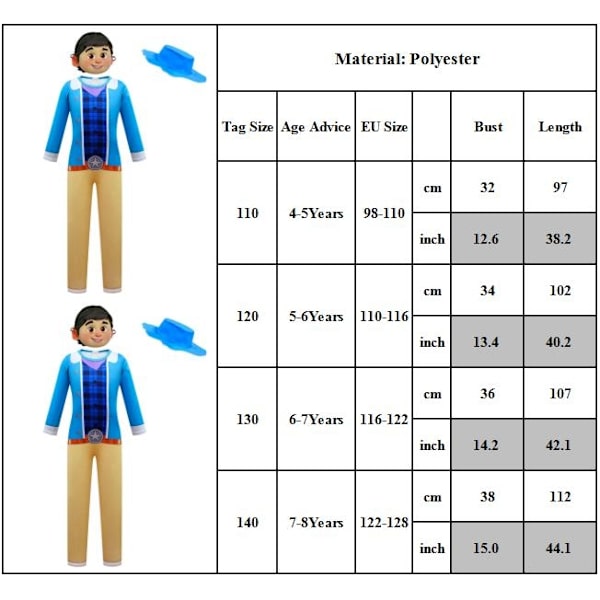4-8 år Kids Dinosaur Ranch Cosplay Costume Jumpsuits+lue+mask - Perfet 140cm