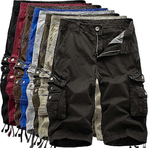 Bomuld Cargo Shorts Mænd 2023 Sommer Mænd Hær Militær Taktisk Homme Shorts Mandlige Casual Streetwear Multi-lomme Cargo Shorts-Perfet Blue 31