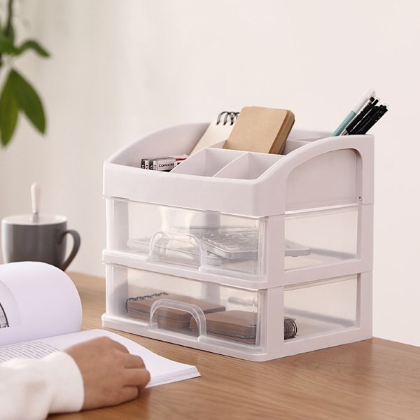 Flerlags opbevaringsboks Støvtæt smykker Makeup Organizer Klar skrivebordsæske til gør-det-selv-værktøj Brevpapir 3
