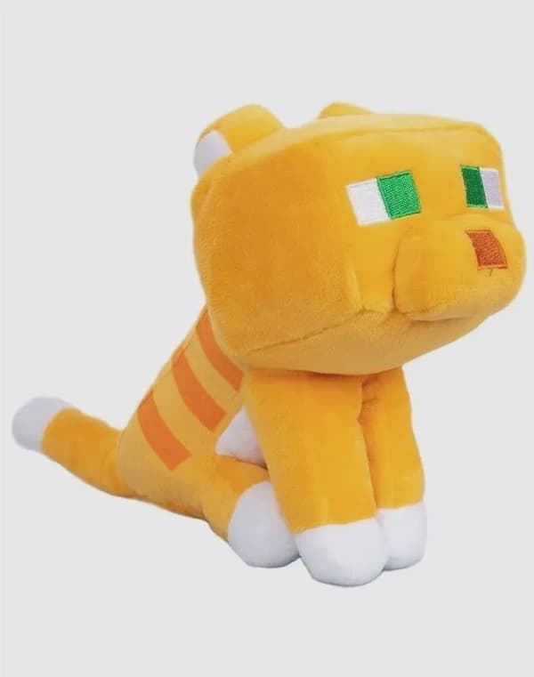 Minecraft stribet kat plyslegetøj, gul, 23cm-YYANG Cat