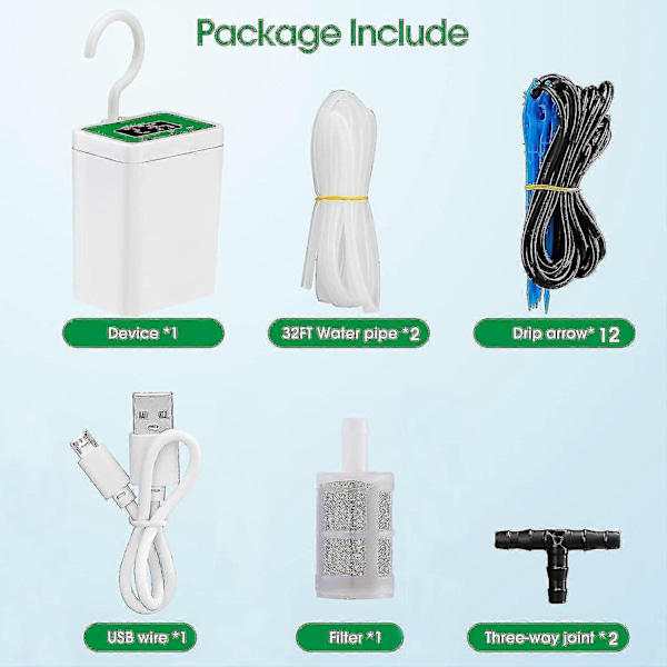 Automatisk vanningssystem for potteplanter, vanningsenheter USB automatisk dryppvanningssett plantevanningssystem med vanntimer - Perfekt for 12 Plants