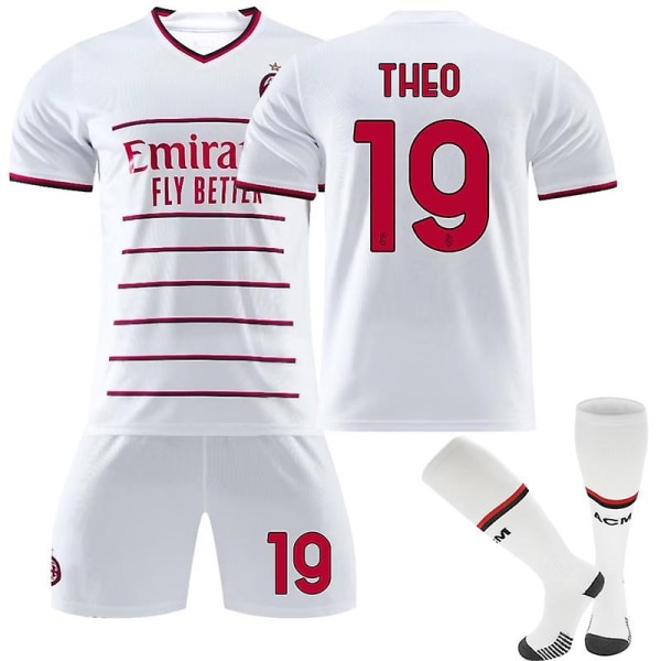 Ac Milan Away Kids Fodboldtrøje til mænd Træningstrøje jakkesæt 22/23 - Perfet THEO 19 S