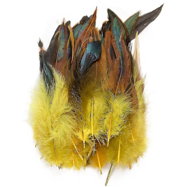 200 stk Naturlige Hanehale Fjer 13-18cm Hanefjer Sorte Fjer til Karneval Halloween Julehåndværk Dekoration-Perfet yellow
