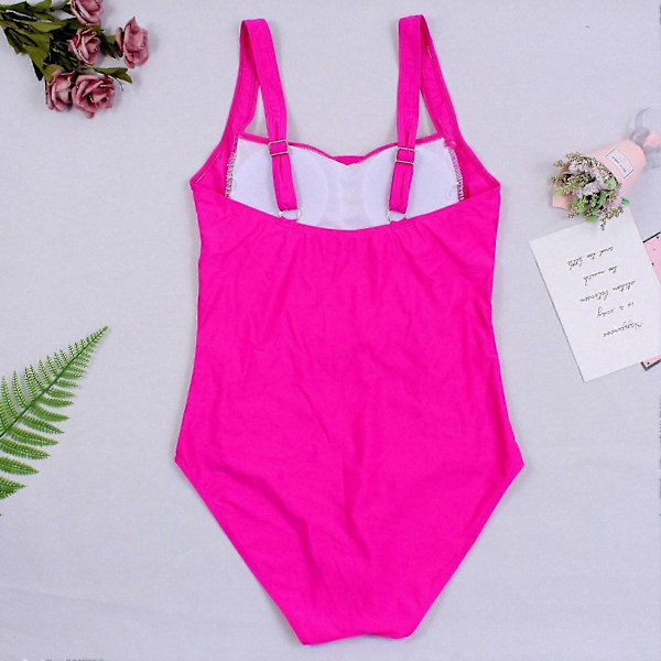 Naisten Vintage Uimapuku Neliöpääntie Korkea Leikkaus Rypytetty Uimapuku Vatsaa Lihottava Uimapuku - Perfet Rose Red M