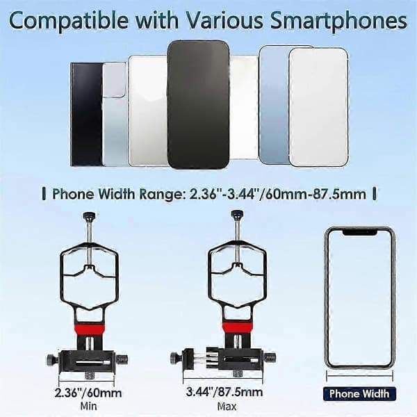 Universal Digiscoping Adapter Telefon til Teleskop 3-Akse Holder Feste for Kikkert Monokulær Mikros-Perfekt