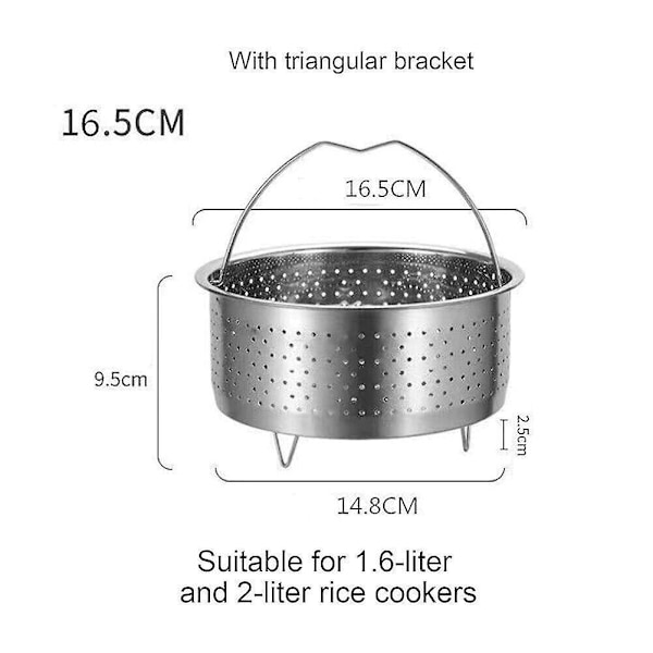 Trykkoker med innebygd dampkurv i rustfritt stål - Perfekt for ris 16.5cm