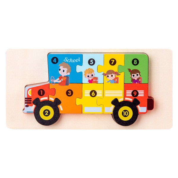 Trafikkformer med 12D-puslespill for pedagogiske leker for barn - Perfet school bus