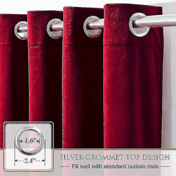 Luksuriøse termisk isolerte gardiner, tykke solide stuegardiner - Perfekt blendingsgardin Wine Red W 59x H 98 150cm*250cm