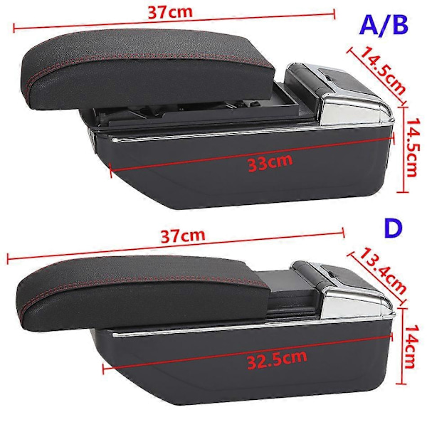 Passer til Renault Logan 2 Armlæn Passer til Dacia Logan 2 Dokker Renault Sandero 2 Bil Armlænboks Interiør Modificeringstilbehør - Perfekt A1 Black red 7USB