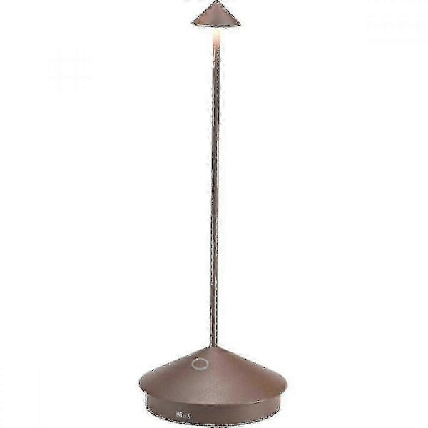 Zafferano Pina Pro - Dimbar LED-bordlampa i aluminium, IP54-skydd, inomhus/utomhusbruk, laddningsbas med stickkontakt, H29 cm, EU-kontakt - Corten-wellngsaaaas