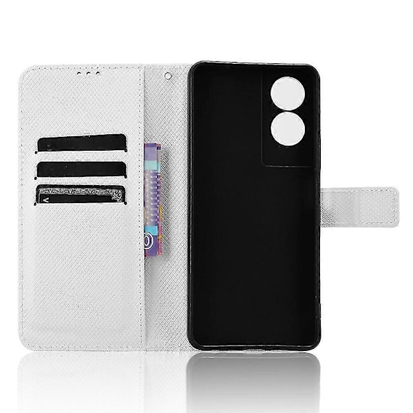 Kompatibel med TCL 505 T509K T5094 Fodral Diamanttextur PU Läder Kortplatser Ställ Telefonskal - Perfekt White