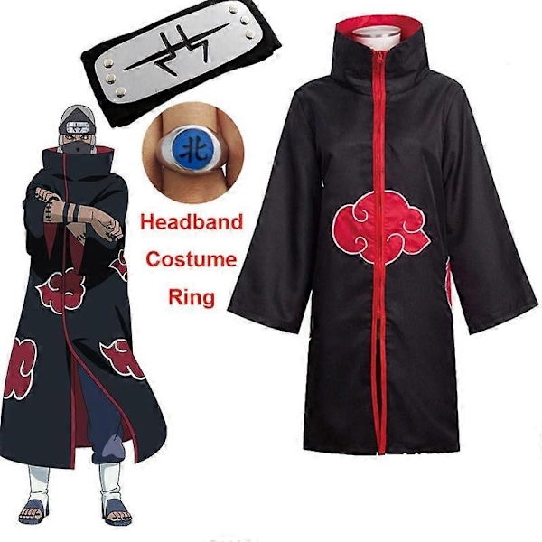 Harajuku Cosplay Uchiha Itachi Cosplay Kostume Pandebånd Halskæde Ring Kunai Deida Rafei Halloween Kostume Drenge og Piger Smerte Kappe - Perfekt Kakuzu 135