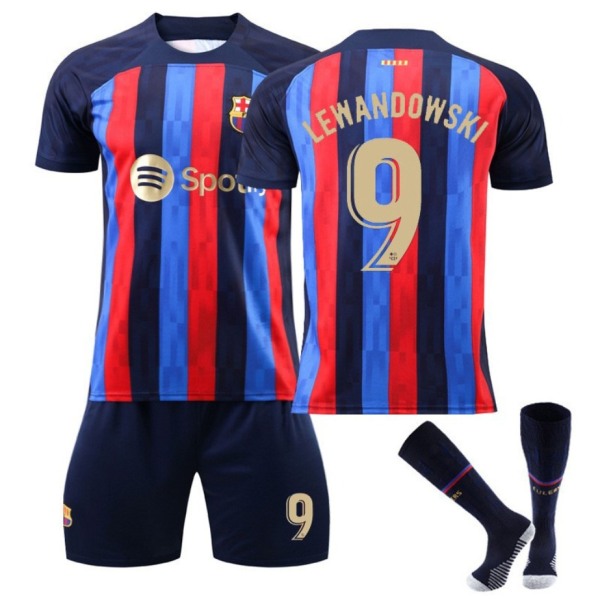 Barcelona Home Børne/voksen fodboldtrøje nr. 9 - Perfet Lewandowski kids 22(120-130cm)