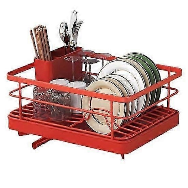 Diskställ med Stor Kapacitet, Automatisk Avrinning & Halkfri Design - Stabilt, Utrymmesbesparande, Enkel Installation - Perfekt white