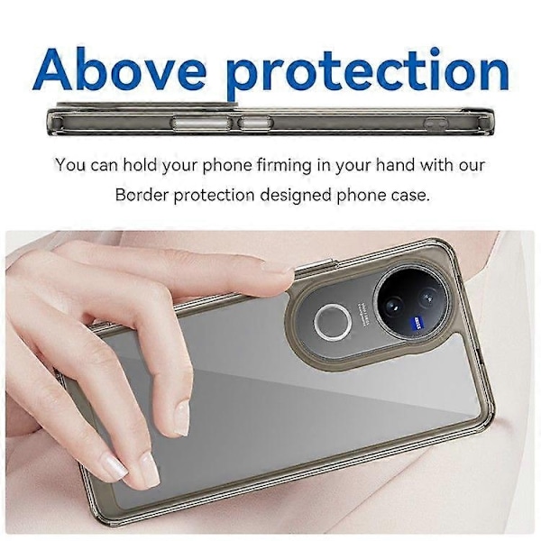 Kompatibel med vivo V50 5G Deksel TPU + Akryl Beskyttende Klar Telefon Deksel - Perfekt Transparent Grey