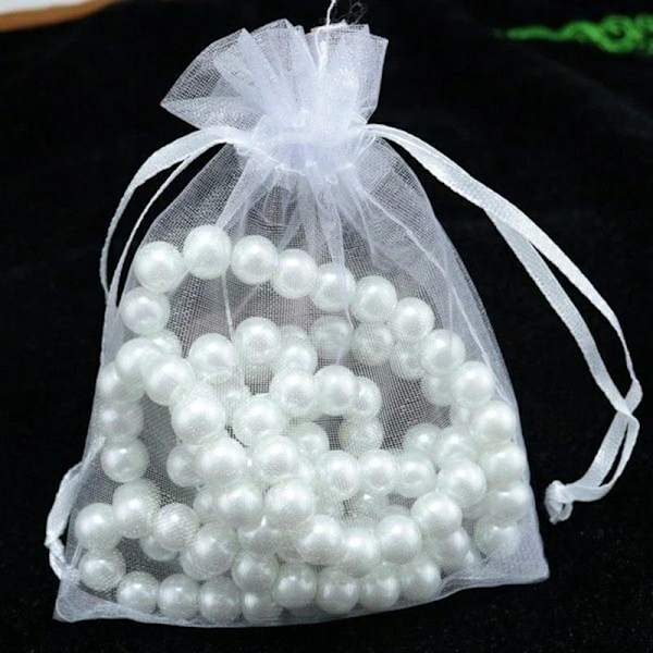 100 Organza-poser, 9 x 7cm - Håndsydd - Perfet white