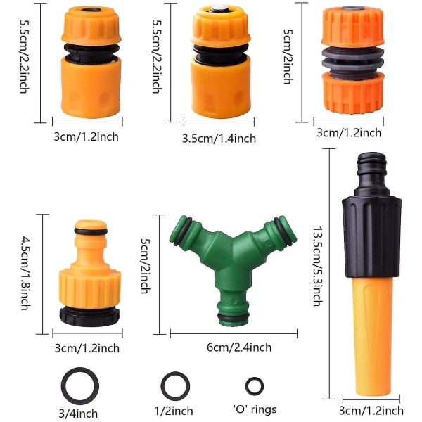 Hageslangekoblingssett, 14-delers sett 2-i-1 hageslange - Perfet