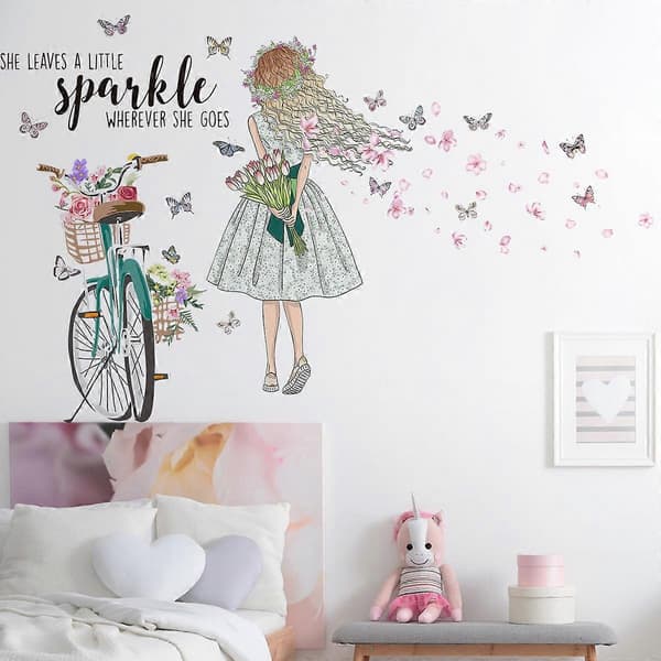 DIY fe pige cykel vægdekoration - Perfekt