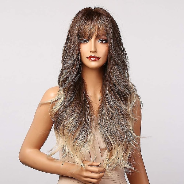 Brown Ombre Blonde Wig 24' lang syntetisk paryk - Perfet
