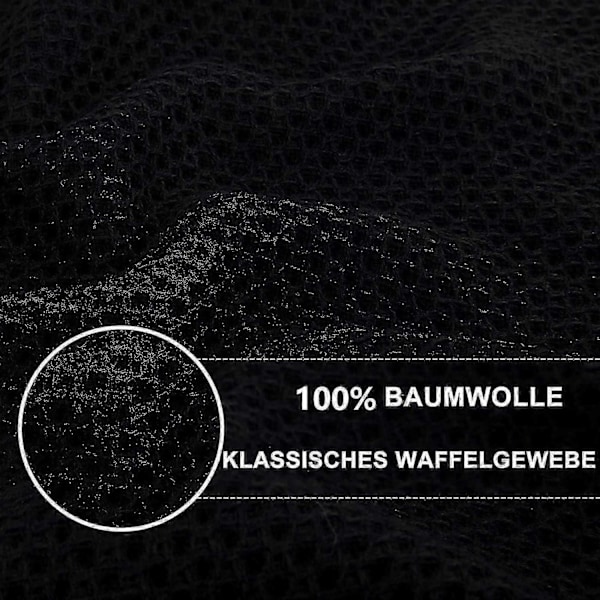 6-pack 100% Bomull Frotté Köksdukar - Hängögla för Disk och Köksrengöring - Perfekt Black 34*73cm
