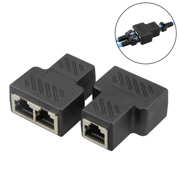 1 till 2 LAN Ethernet Nätverkskabel RJ45 Splitter Plug Adapter - Perfet