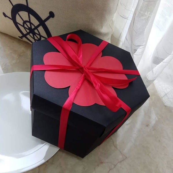 Explosion box, Presentbox - Hexagon Black - Perfet