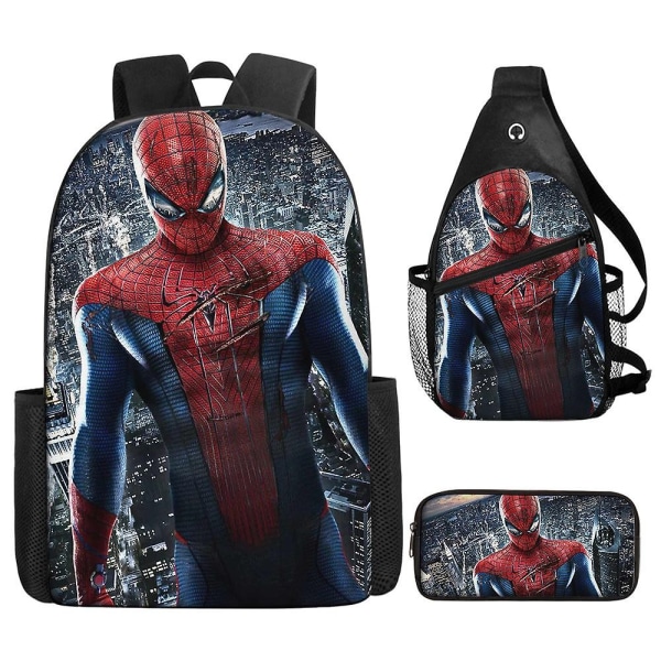 Spiderman børneskoletaske vandtæt tegneserie skoletaske grundskoletaske rygsæk i tre sæt - Perfet Style5