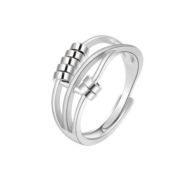 Justerbar anti-stress ring med drejelige små ringe-Perfet Silver
