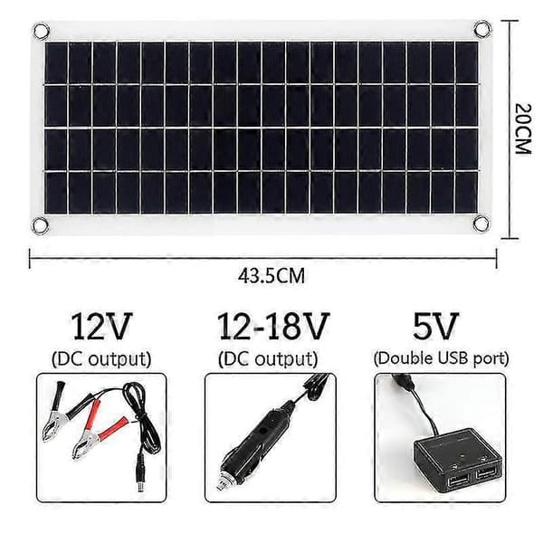 10W solcellepanelsett 12V 10A-60A kontroller for telefon RV bil MP3 utendørs lading-Perfekt with 30A Controller