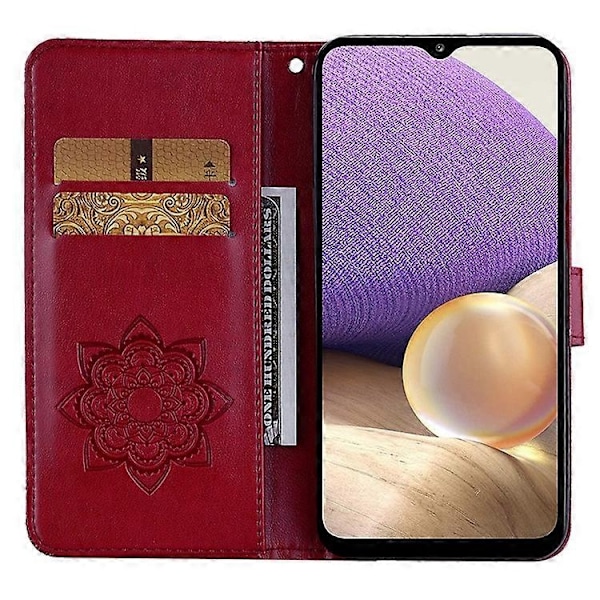 Kompatibelt Kompatibelt med Samsung Galaxy A15 4G Fodral Strass Dekor Läder Ställ Mobiltelefon Plånboksfodral - Perfet Red