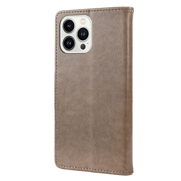Fjärilsblomma PU-fodral Kompatibelt med iPhone 14 Pro-Perfet Grey