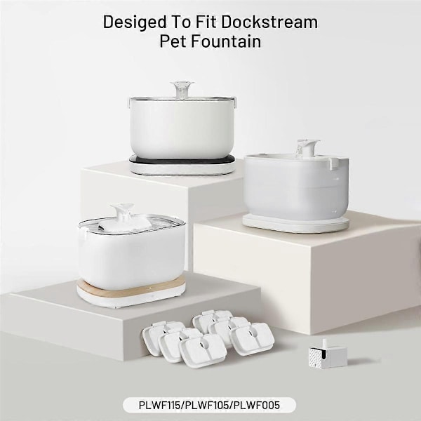 12-pakks erstatningsfiltre for Dockstream trådløs vanndispenser PLWF005/PLWF115/WF105, vanndispenser for kjæledyr - Perfet
