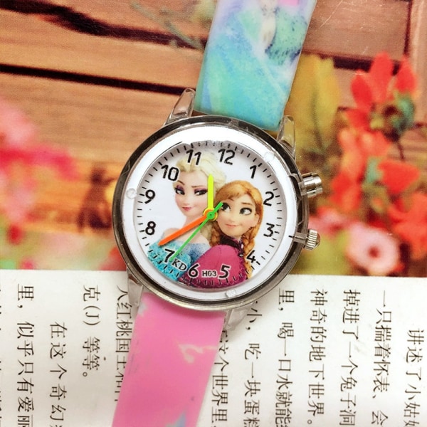 Frozen Aisha sarjakuva lapsi tyttö printed valoisa watch - Perfet Pink