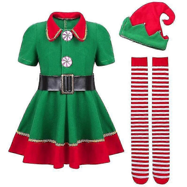 Elf Kostume til Kvinder, Piger og Damer - Flot Julemandskostume - Perfekt Girl or Women 110 CM