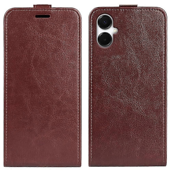 Kompatibel med R64 Tekstur Vertikal Flip Læder Telefon Cover - Perfekt Brown For Samsung Galaxy A06 5G