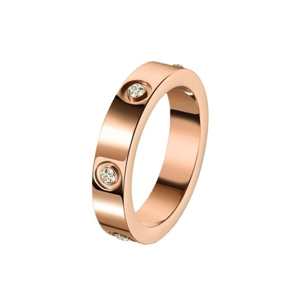 Rhinestone Titanium Stål Ringer Kvinner Par Bryllup Forlovelse - Perfet Rose Gold 6