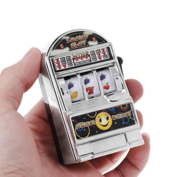 bordsspelautomat Toy Mini Coin Bank Spelautomat Toy with Handtag Hemmabord Casino Leksak för familjens vänner - Perfet Silver