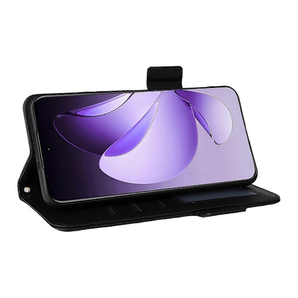 Kompatibelt med Oppo Reno13 Pro 5G Skal med Handledsrem Litchi Textur PU Läder Plånboksfodral - Perfekt Black