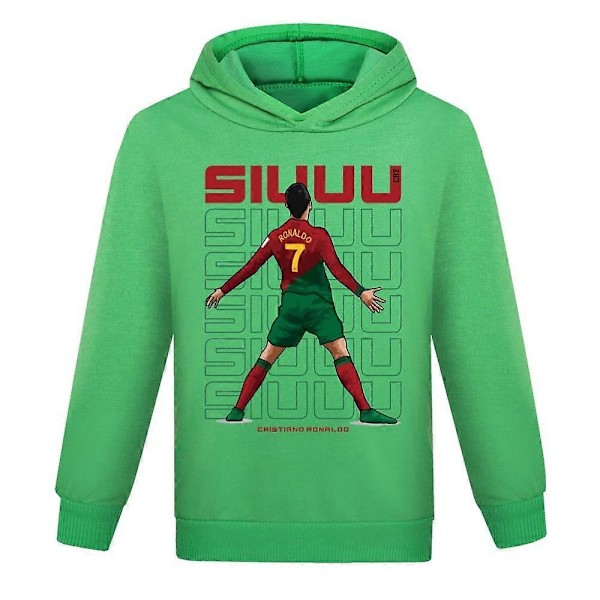 Julgåvor Cristiano Ronaldo Hoodie VM Nr. 7 Fotbollsstjärna Hoodie Flickor Pojkar Huvtröja Pullover Toppar Barn Tonåringar-Perfekt Green 13-14years