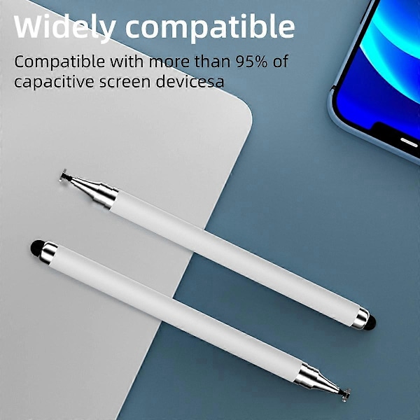 Universal Tegnestift Kompatibel med iOS Android Touch Penn Kompatibel med iPhone iPad Samsung Xiaomi Nettbrett Smarttelefon Blyant-Perfekt White