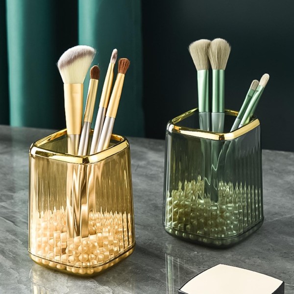 Sminkebørsteholder, Kosmetisk sminkebørsteholder til skrivebord Light luxury green