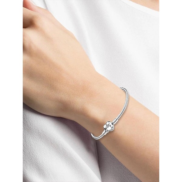Mode A3 23cm Silverpläterad Kvinnors Ormkedjeband med Hjärtformad Spänne - Perfekt A3-23cm