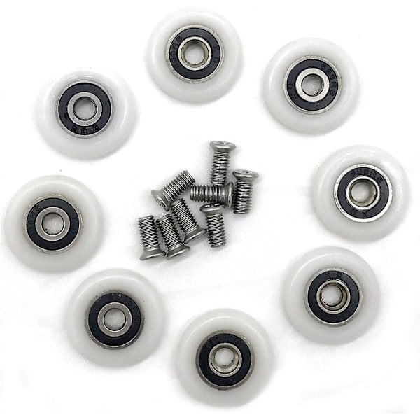 8 Dusjdør Ruller Hjul Løpere Remskiver Rulle 25mm- Perf 23mm